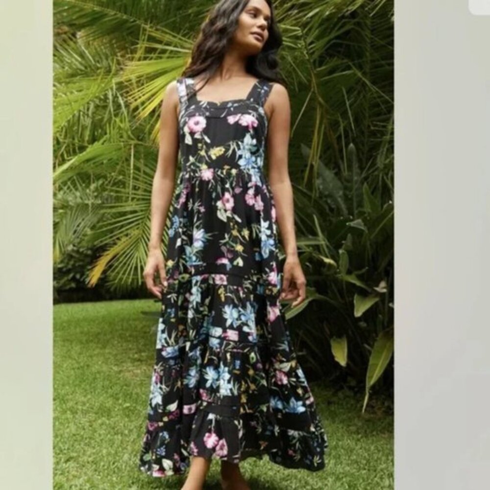 MISA Los Angeles Aurelia Black Floral Dress Size XS